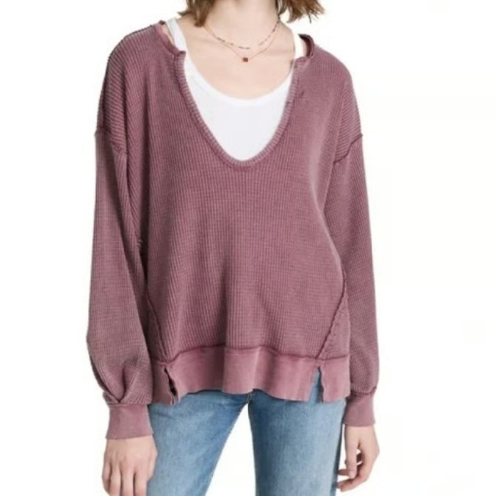 We The Free By Free People Buttercup Thermal Scoop Neck Top.